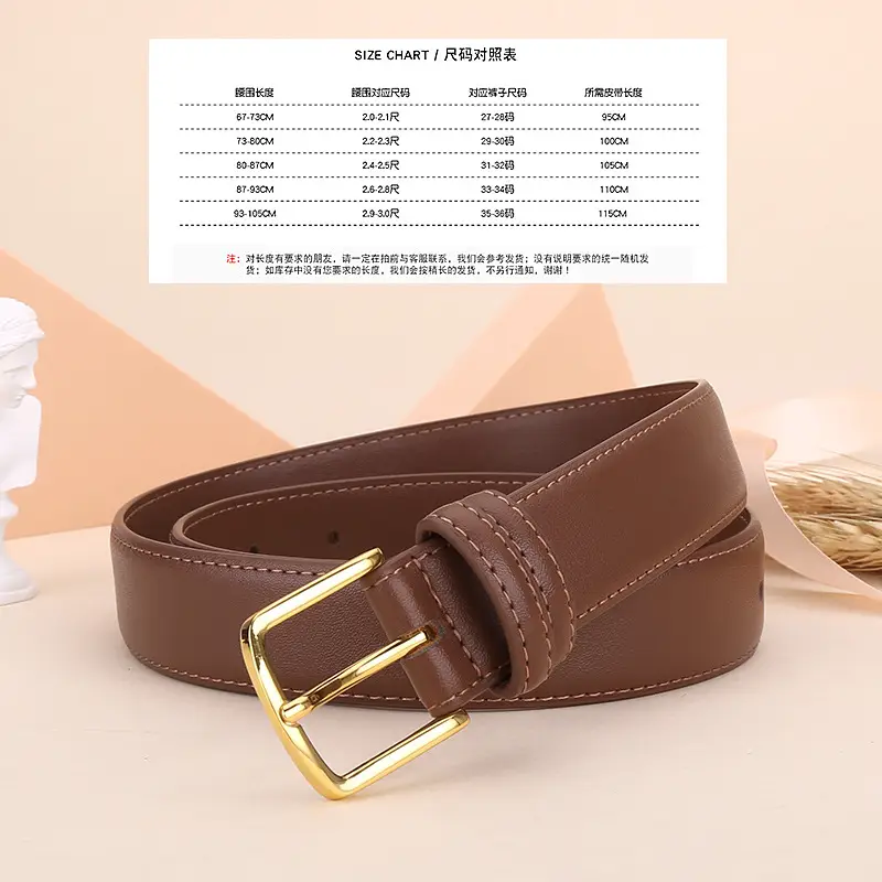 Black Leather Belt with Gold Buckle for Women - Image 3
