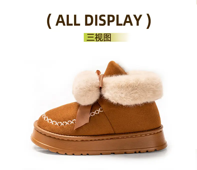 fleece-lined Cotton Slippers Women's Autumn and Winter Home Indoor Cute All-match Bag with Cotton Shoes Outer Wearing Warm Soft Sole Snow Boots — feature 17