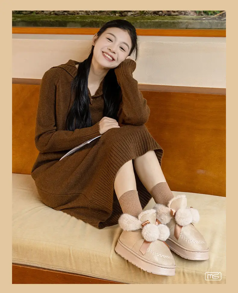 fleece-lined Cotton Slippers Women's Autumn and Winter Home Indoor Cute All-match Bag with Cotton Shoes Outer Wearing Warm Soft Sole Snow Boots — feature 6