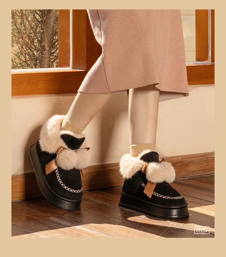 fleece-lined Cotton Slippers Women's Autumn and Winter Home Indoor Cute All-match Bag with Cotton Shoes Outer Wearing Warm Soft Sole Snow Boots — feature 9