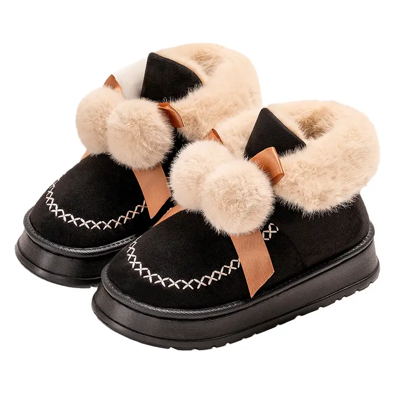fleece-lined Cotton Slippers Women's Autumn and Winter Home Indoor Cute All-match Bag with Cotton Shoes Outer Wearing Warm Soft Sole Snow Boots - Image 2