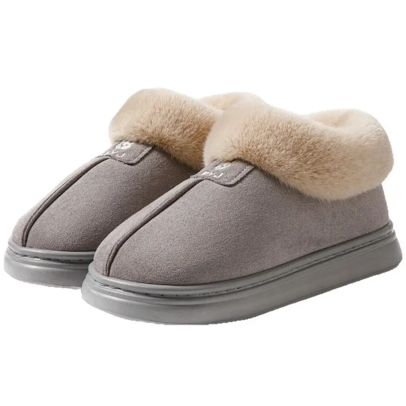 New Style Cotton Slippers Women's Winter Outfit Couple's Cotton Shoes fleece-lined Thickened Warm Mao Mao Slippers Bag with Snow Boots