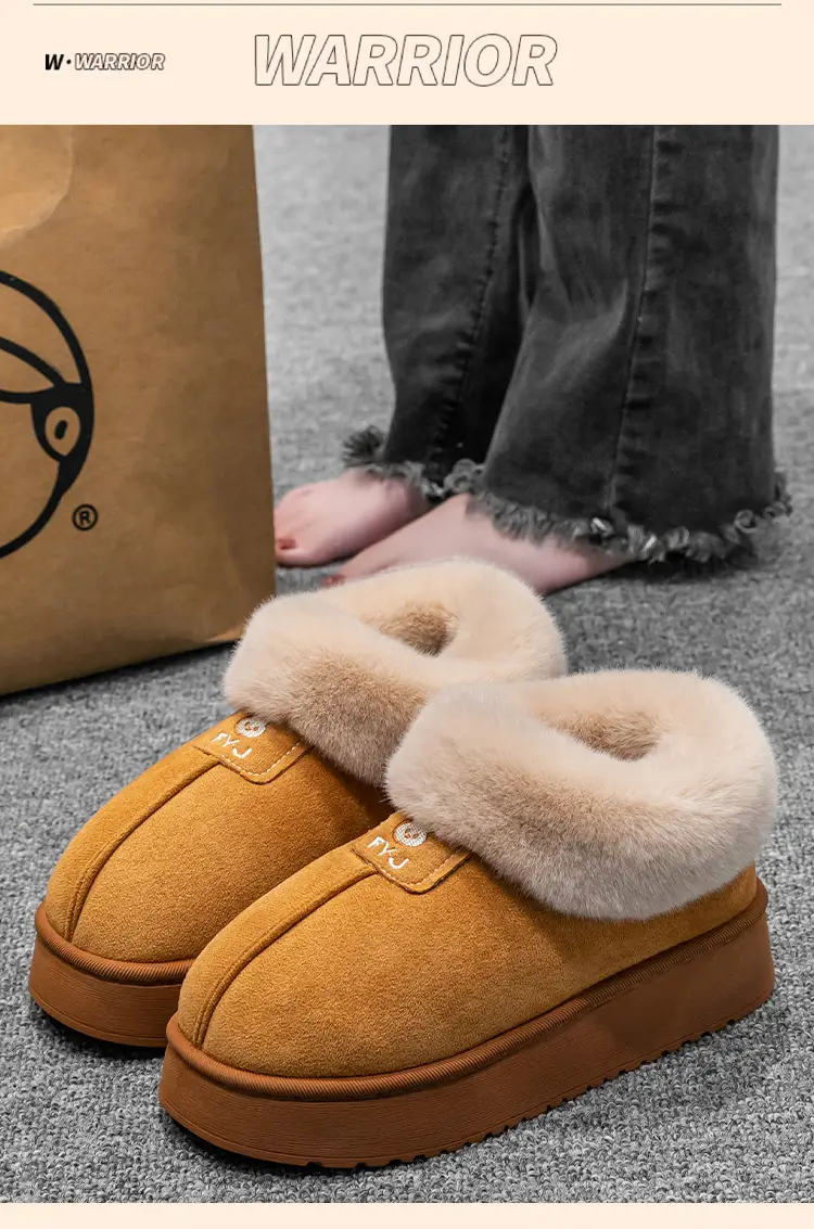 New Style Cotton Slippers Women's Winter Outfit Couple's Cotton Shoes fleece-lined Thickened Warm Mao Mao Slippers Bag with Snow Boots — feature 11