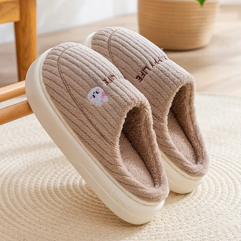New Style Cotton Slippers Women's Winter Outfit Couple's Cotton Shoes fleece-lined Thickened Warm Mao Mao Slippers Bag with Snow Boots