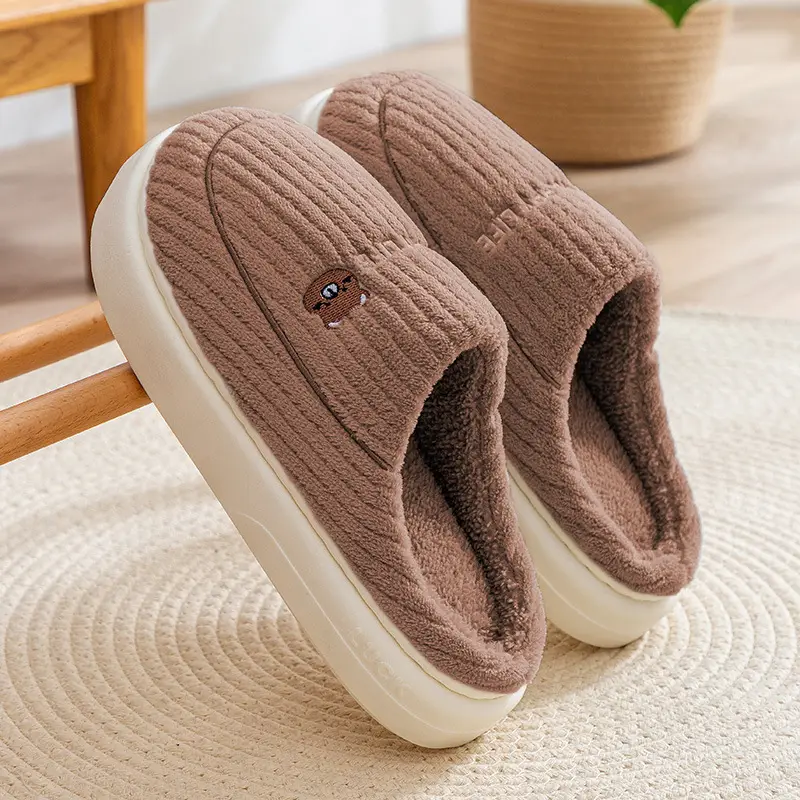 New Style Cotton Slippers Women's Winter Outfit Couple's Cotton Shoes fleece-lined Thickened Warm Mao Mao Slippers Bag with Snow Boots