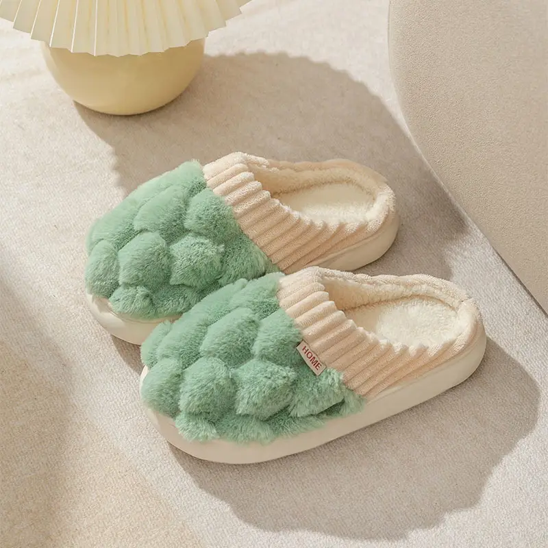 Cixi Cotton Slippers Women's Autumn and Winter Couple's Indoor Moon Shoes Non-slip Warm Home Plush Cotton Slippers - Image 3