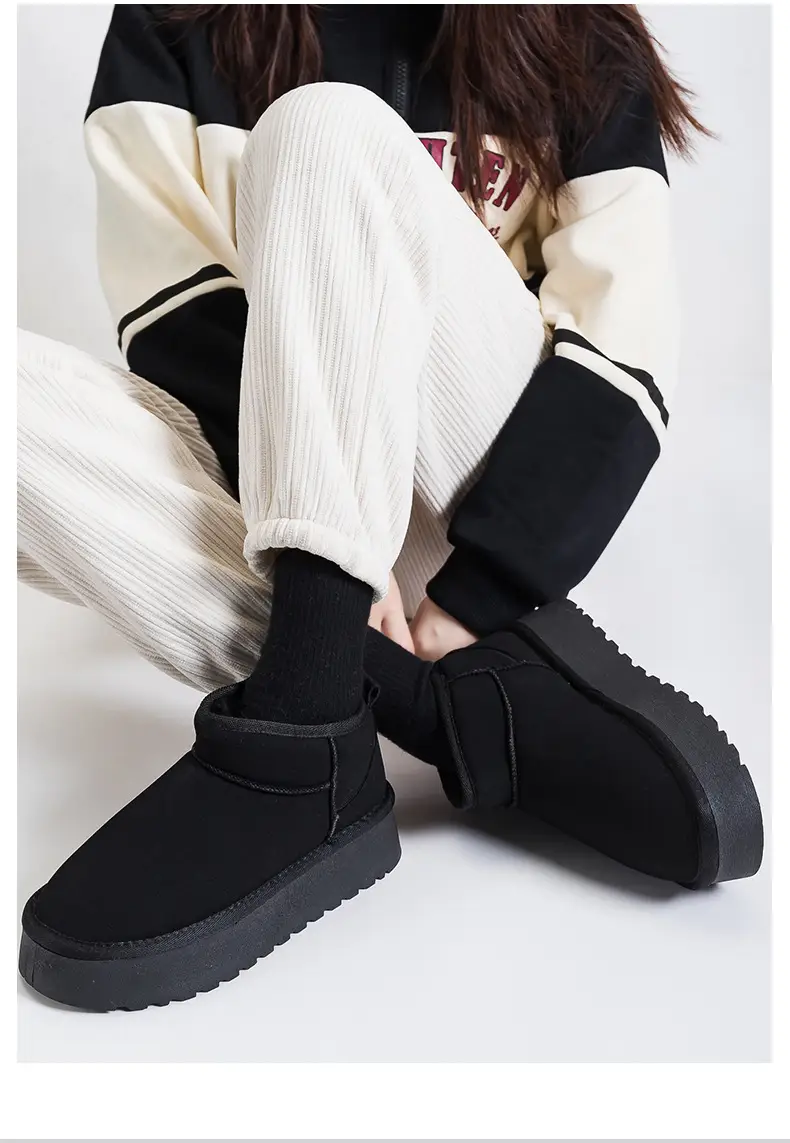 Platform bottom snow boots women's short tube 2024 winter new warm cotton shoes fleece-lined thick women's shoes short boots G9901 — feature 14