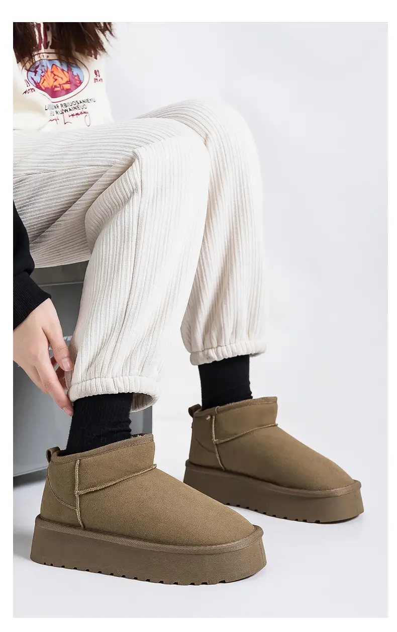 Platform bottom snow boots women's short tube 2024 winter new warm cotton shoes fleece-lined thick women's shoes short boots G9901 — feature 19