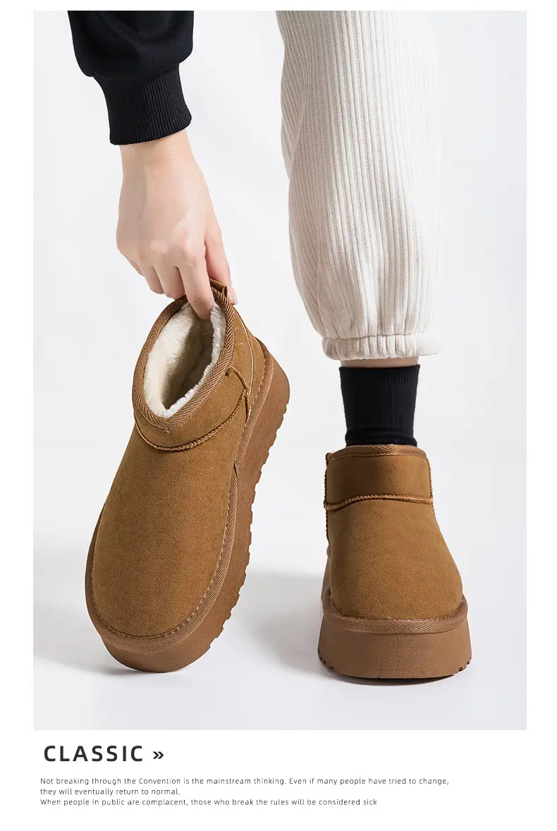 Platform bottom snow boots women's short tube 2024 winter new warm cotton shoes fleece-lined thick women's shoes short boots G9901 — feature 8