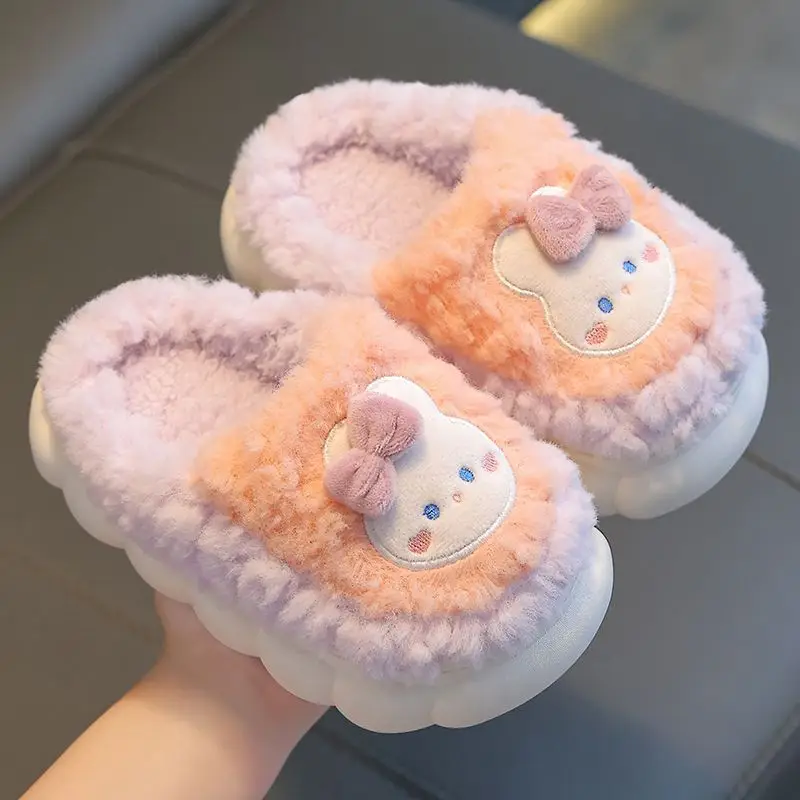 New girls' cotton slippers autumn and winter non-slip children's slippers girls baby bag with warm home cotton shoes cute — feature 1