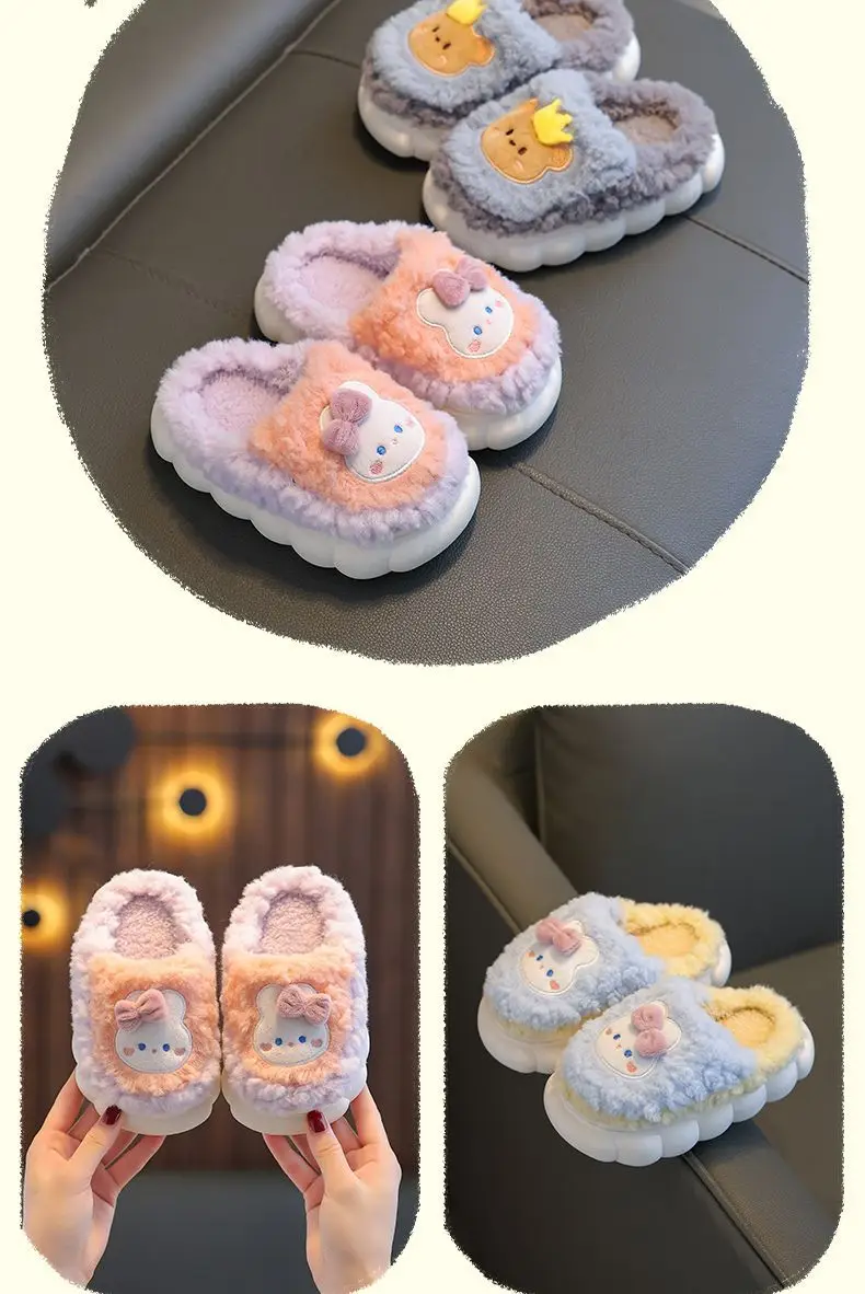 New girls' cotton slippers autumn and winter non-slip children's slippers girls baby bag with warm home cotton shoes cute — feature 13