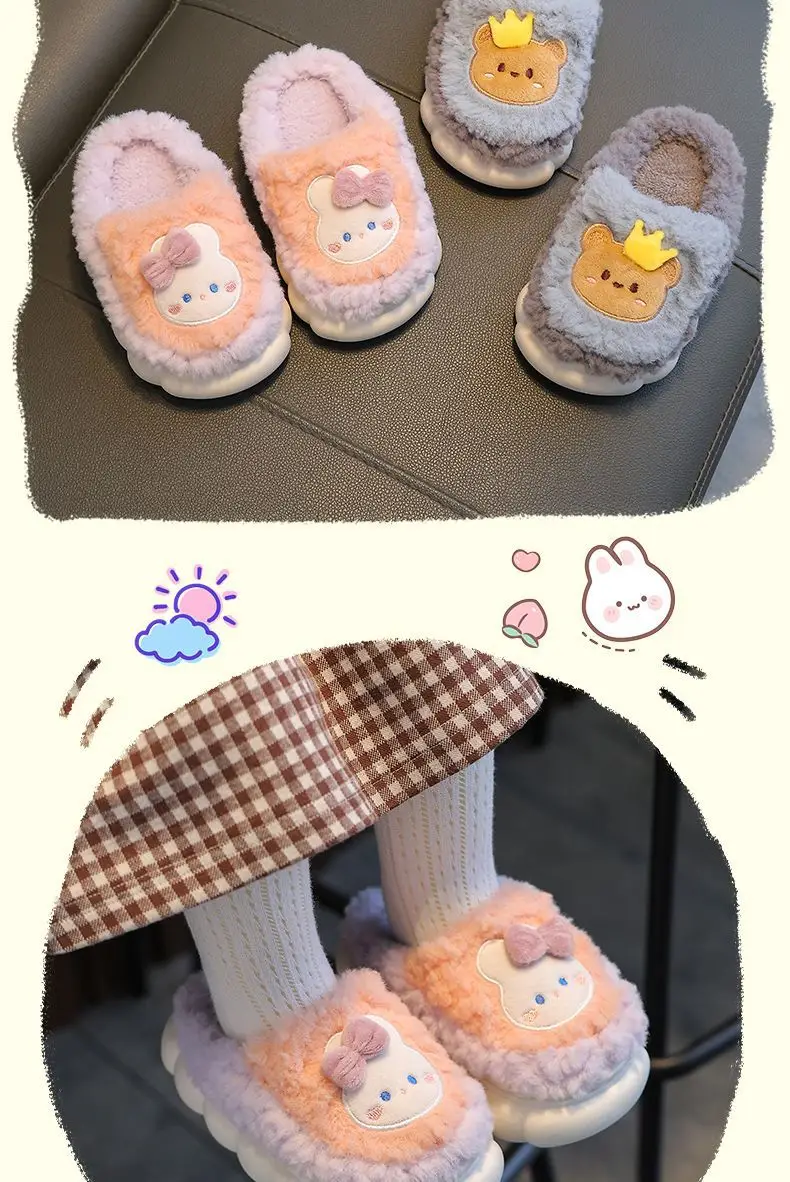 New girls' cotton slippers autumn and winter non-slip children's slippers girls baby bag with warm home cotton shoes cute — feature 15