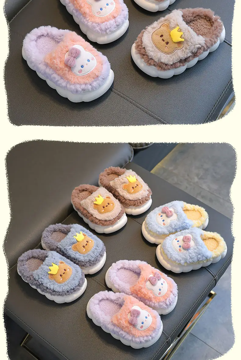 New girls' cotton slippers autumn and winter non-slip children's slippers girls baby bag with warm home cotton shoes cute — feature 17