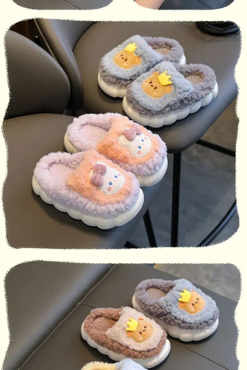 New girls' cotton slippers autumn and winter non-slip children's slippers girls baby bag with warm home cotton shoes cute — feature 19