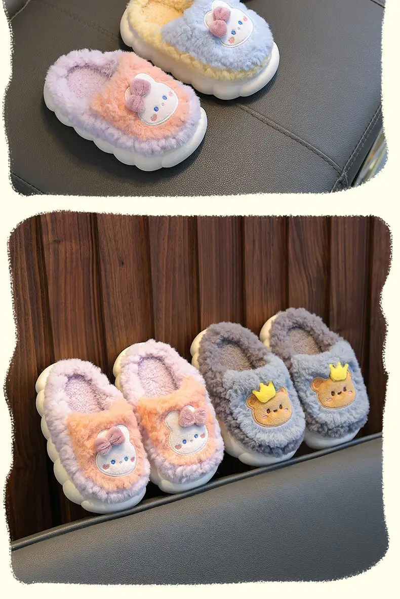 New girls' cotton slippers autumn and winter non-slip children's slippers girls baby bag with warm home cotton shoes cute — feature 20