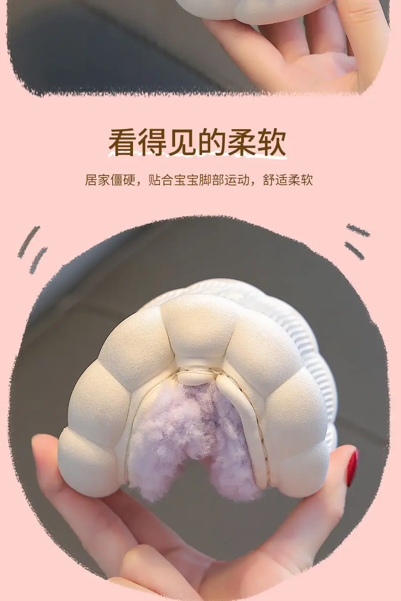 New girls' cotton slippers autumn and winter non-slip children's slippers girls baby bag with warm home cotton shoes cute — feature 9