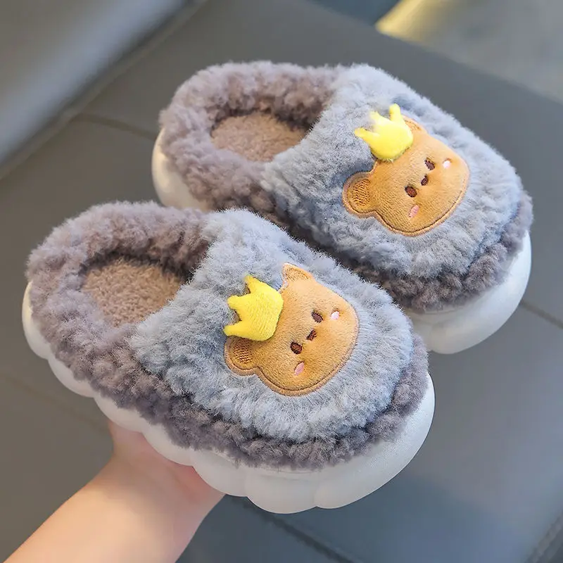 New girls' cotton slippers autumn and winter non-slip children's slippers girls baby bag with warm home cotton shoes cute - Image 2