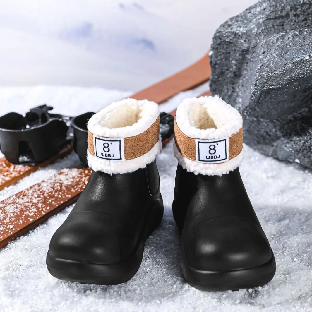 New cross-border women's all-match mid-barrel rain boots waterproof thick-soled rain shoes simple fleece-lined warm non-slip shoes work shoes - Image 10