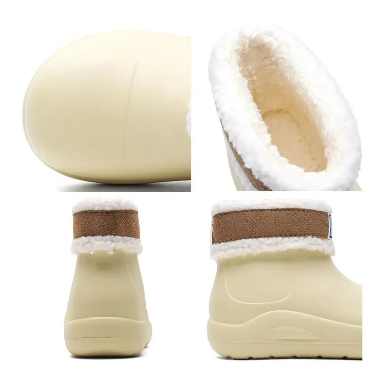 New cross-border women's all-match mid-barrel rain boots waterproof thick-soled rain shoes simple fleece-lined warm non-slip shoes work shoes - Image 11