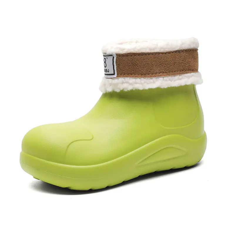 New cross-border women's all-match mid-barrel rain boots waterproof thick-soled rain shoes simple fleece-lined warm non-slip shoes work shoes - Image 13