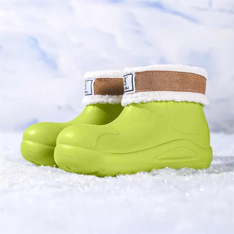 New cross-border women's all-match mid-barrel rain boots waterproof thick-soled rain shoes simple fleece-lined warm non-slip shoes work shoes - Image 4
