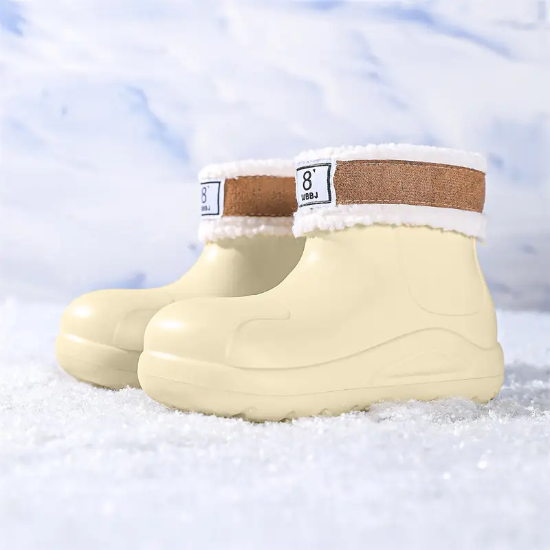 New cross-border women's all-match mid-barrel rain boots waterproof thick-soled rain shoes simple fleece-lined warm non-slip shoes work shoes - Image 6