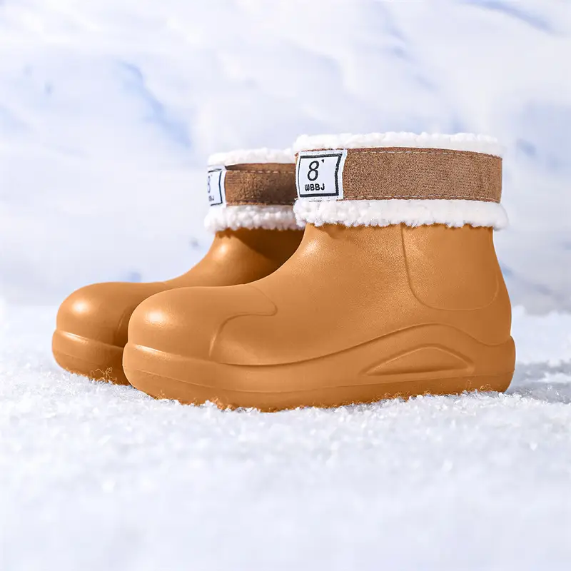 New cross-border women's all-match mid-barrel rain boots waterproof thick-soled rain shoes simple fleece-lined warm non-slip shoes work shoes - Image 8
