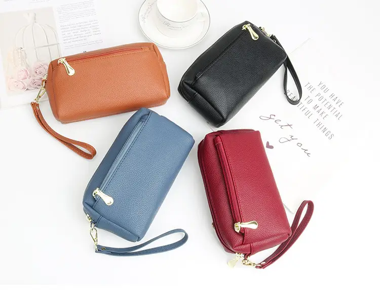 Blue Women's Cosmetic Phone Purse with Strap — feature 2
