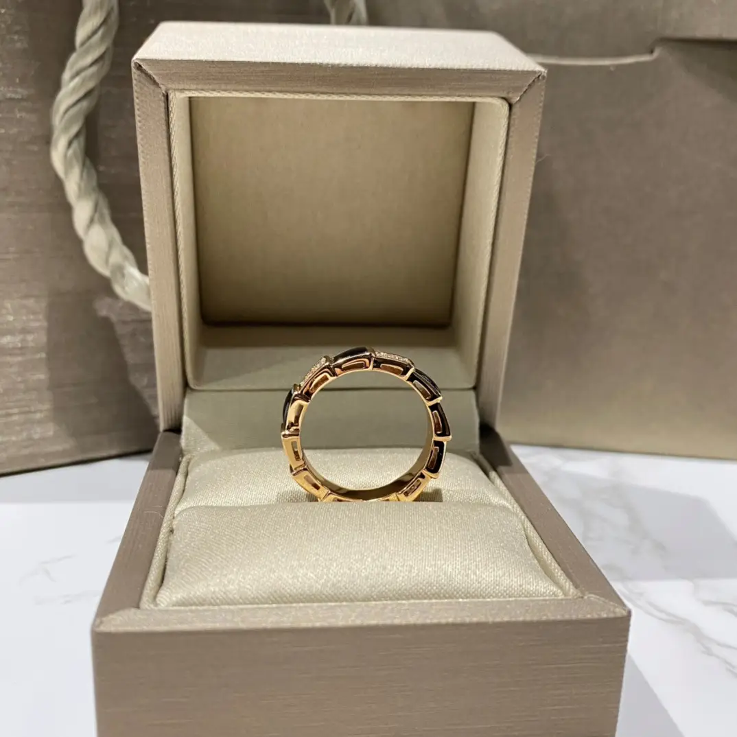 Rose Gold Mother of Pearl Snake Bone Ring - Image 22