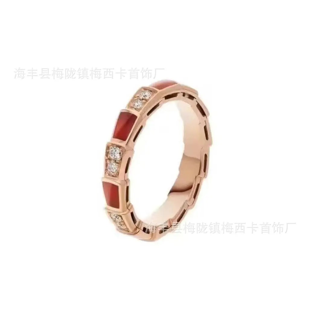 Rose Gold Mother of Pearl Snake Bone Ring - Image 10