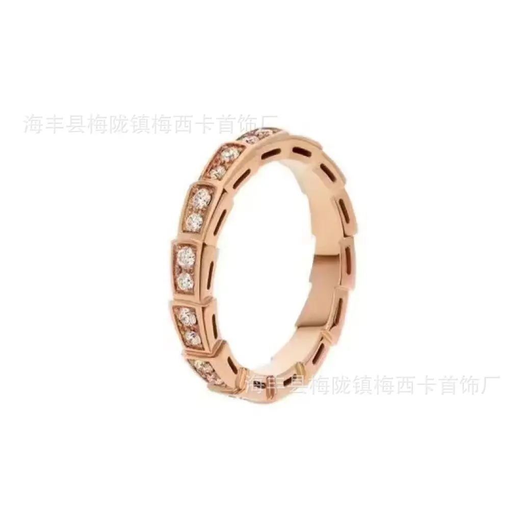 Rose Gold Mother of Pearl Snake Bone Ring - Image 12