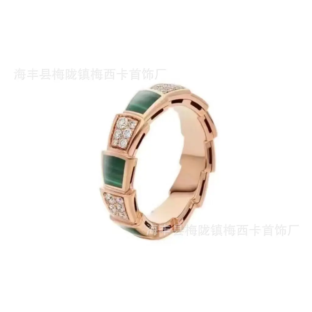 Rose Gold Mother of Pearl Snake Bone Ring - Image 13