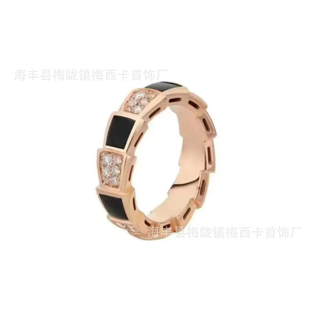 Rose Gold Mother of Pearl Snake Bone Ring - Image 3