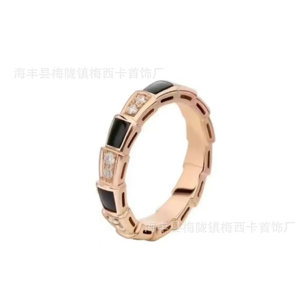 Rose Gold Mother of Pearl Snake Bone Ring - Image 4