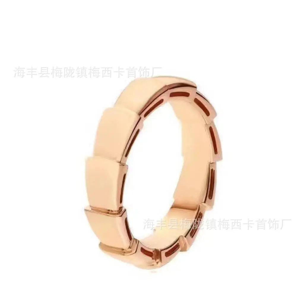 Rose Gold Mother of Pearl Snake Bone Ring - Image 5