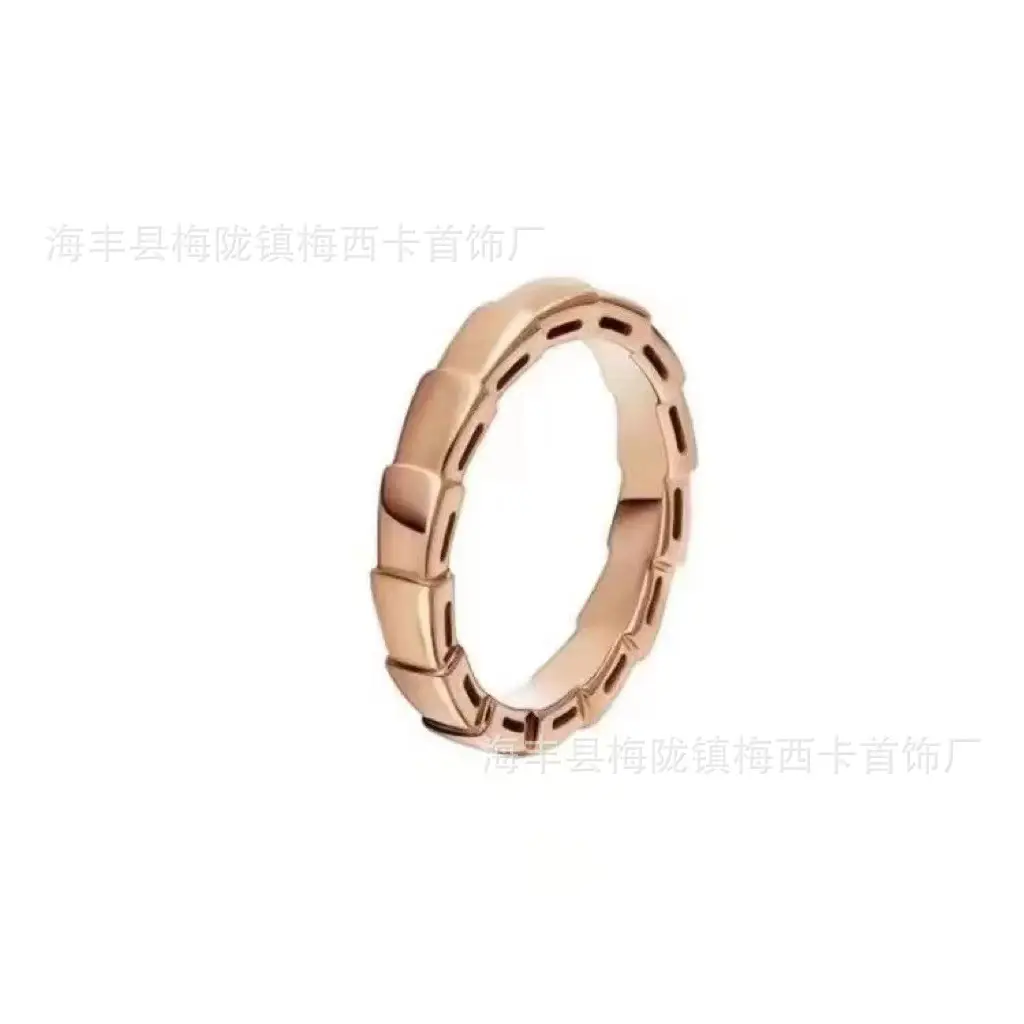 Rose Gold Mother of Pearl Snake Bone Ring - Image 6