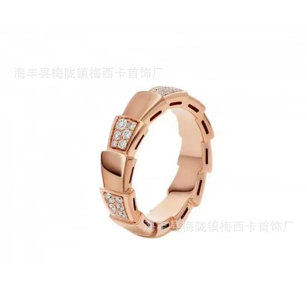 Rose Gold Mother of Pearl Snake Bone Ring - Image 7
