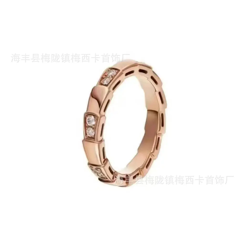Rose Gold Mother of Pearl Snake Bone Ring - Image 8