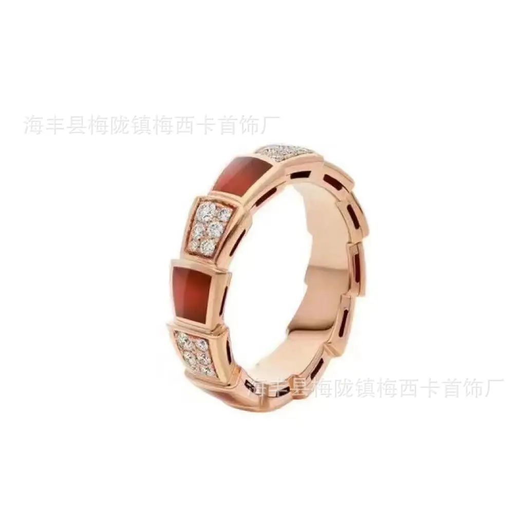 Rose Gold Mother of Pearl Snake Bone Ring - Image 9