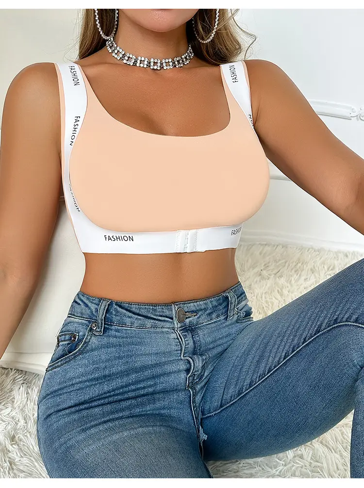 FASHION Seamless Cross-Layer Sports Bra White Beige — feature 11