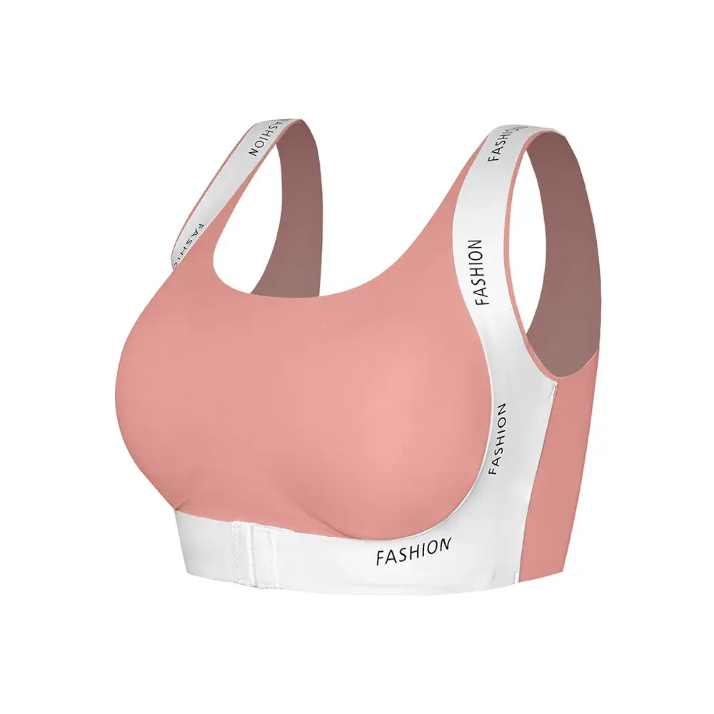 FASHION Seamless Cross-Layer Sports Bra White Beige - Image 2