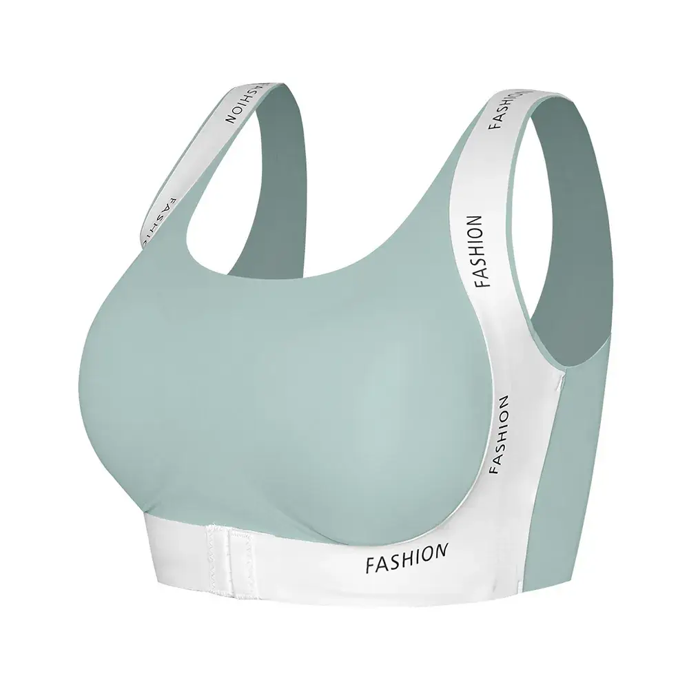 FASHION Seamless Cross-Layer Sports Bra White Beige - Image 3