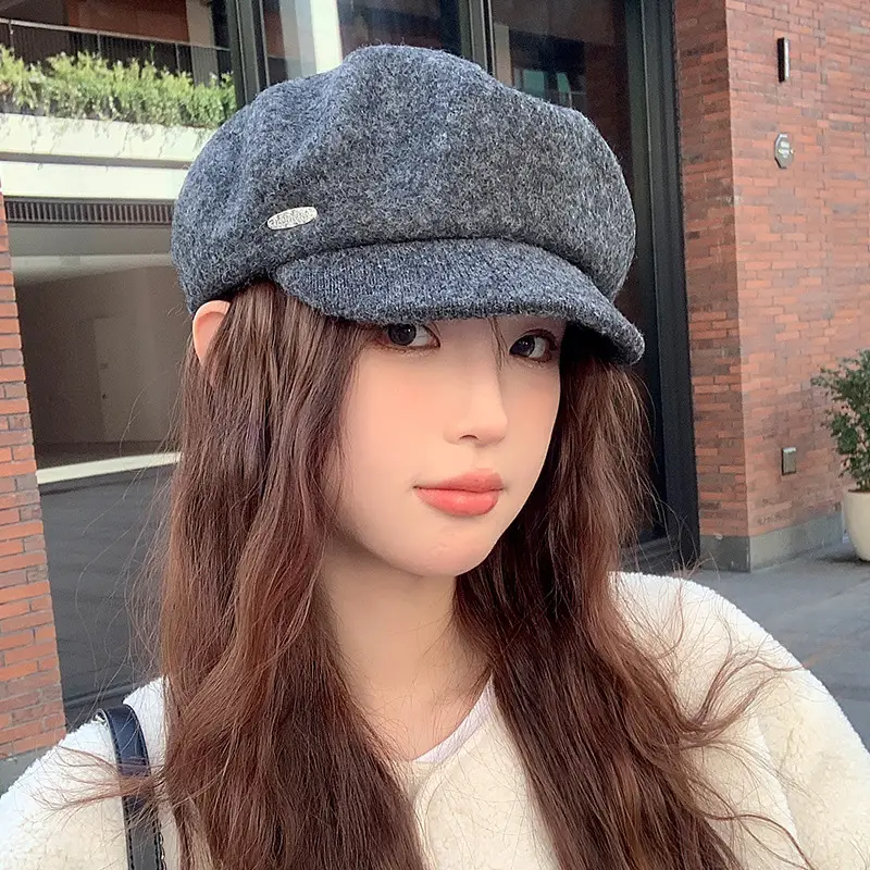 Women Wool Beret Sun Hat Black Winter Casual - Image 10