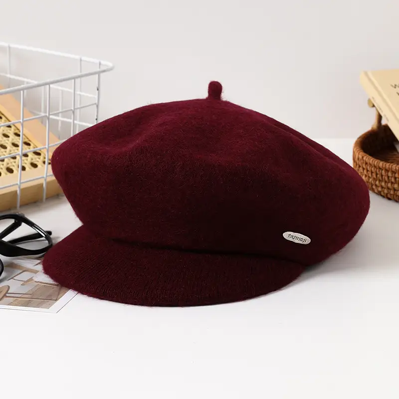 Women Wool Beret Sun Hat Black Winter Casual - Image 2