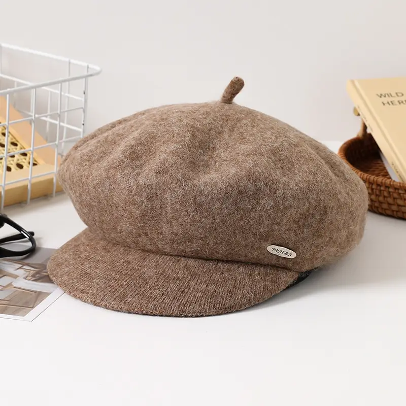 Women Wool Beret Sun Hat Black Winter Casual - Image 3