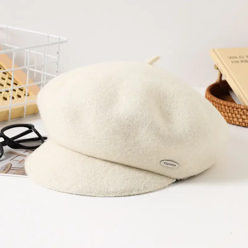 Women Wool Beret Sun Hat Black Winter Casual - Image 4
