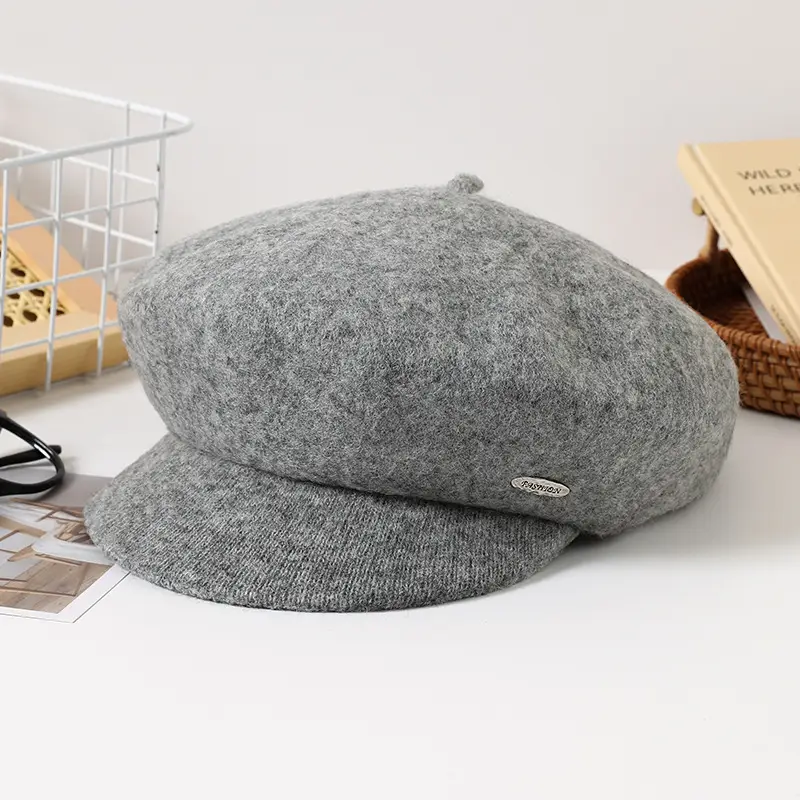 Women Wool Beret Sun Hat Black Winter Casual - Image 5
