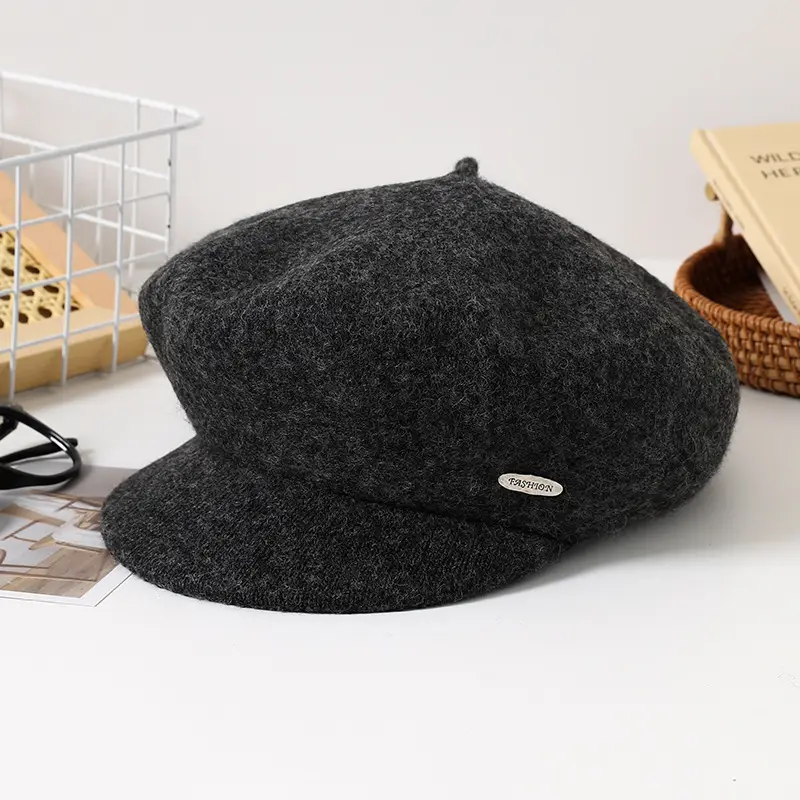Women Wool Beret Sun Hat Black Winter Casual - Image 6