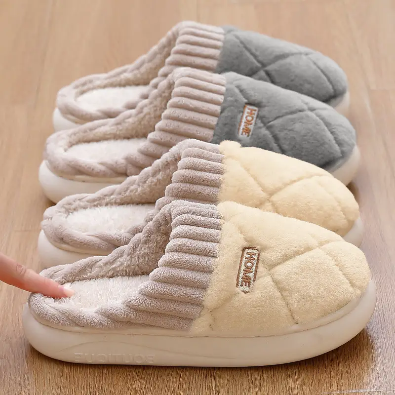 Cotton Slippers for Men in Autumn and Winter for Couples Home Indoor Home Warm Thick-Soled Non-Slip Plush Men's Slippers Winter Wholesale - Image 4