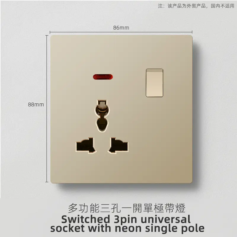 British standard gold switch socket an open 13A socket multi-function five-hole USB European French socket 2 5A switch